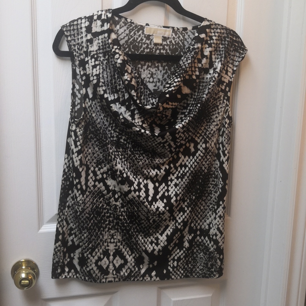 Michael Kors Printed Cowl Neck top, sz large, Last Chance!